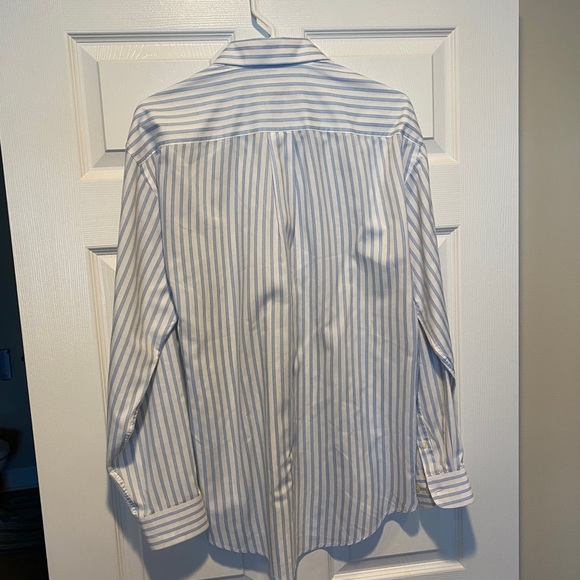 Emporio Armani Men’s Blue/White Striped Button Down Shirt Size L - Picture 2 of 6
